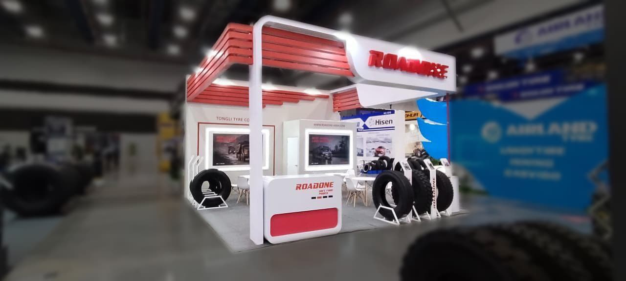 RoadOne stand at Latin Tyre and Auto Parts Expo, built by Evreka Stand